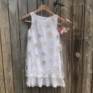 Deux par Deux girls’ white and creme floral dress